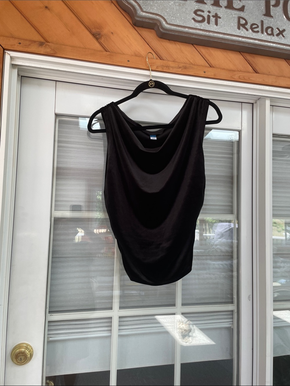 Old Navy Black Draped Cowl Neck Tank Camisole
